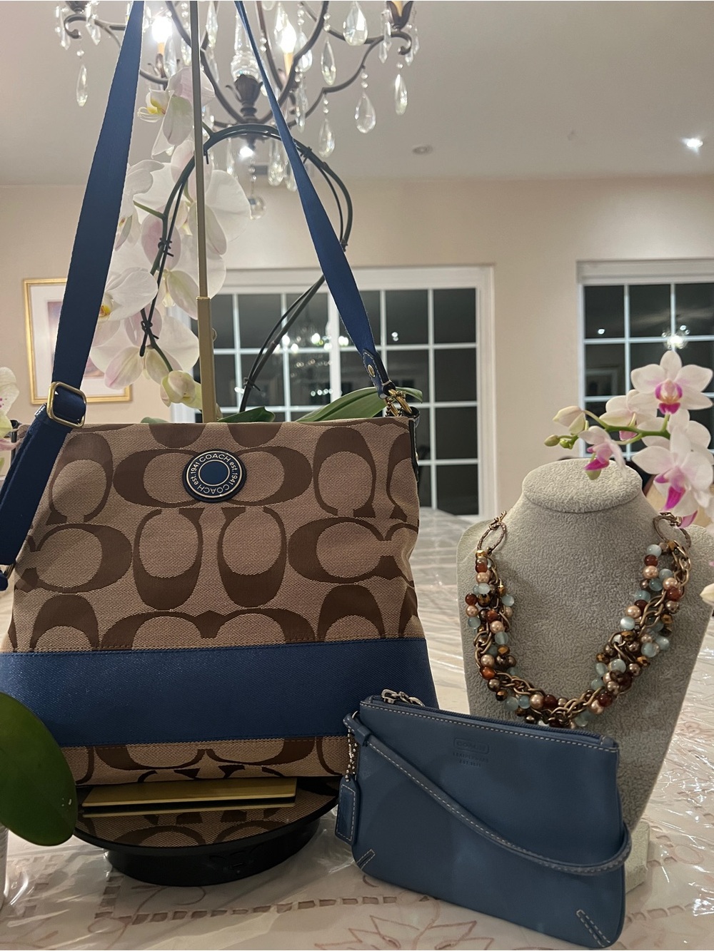 Coach Signature Jacquard Crossbody + Coach Leather Wristlet & Necklace Set - Picture 13 of 13